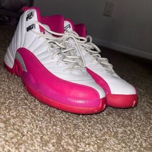 Jordan White and Hot Pink Retro Basketball Shoes